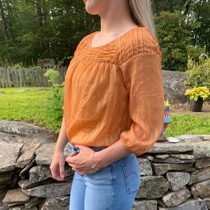 Lauren Conrad Mustard Polka Dot Blouse